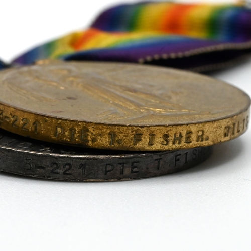 375 - A Trio of WWI Medals to include the 1914-15 Star, Silver War Medal and Victory Medal issued to T. Fi... 