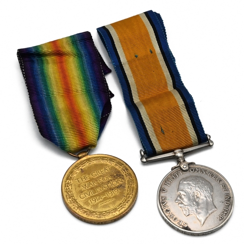 378 - A Pair of World War One medals to include the silver war medal and the victory medal issued to G. La... 