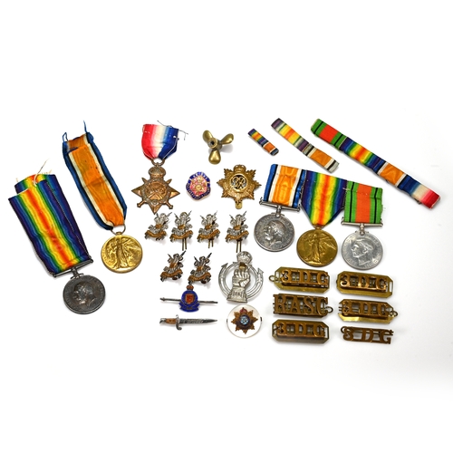 387 - A collection of British medals- WW1 War & Victory medals for Pte W.C. Tilley A.S.C. and ribbon bar. ... 