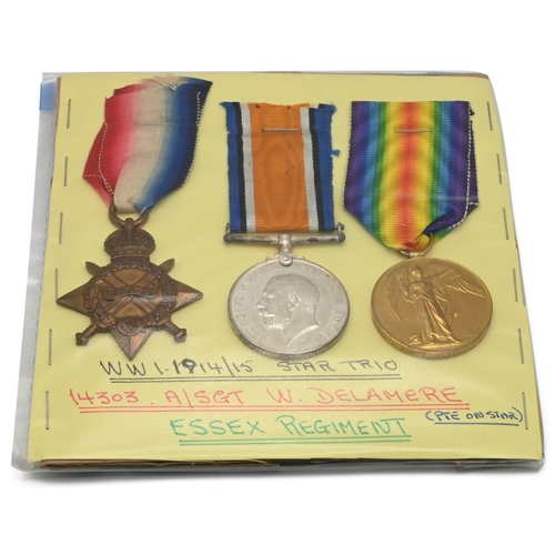 394 - A World War One medal trio comprising a 1914-15 Star, Silver War Medal and a Victory Medal to A/Sgt.... 