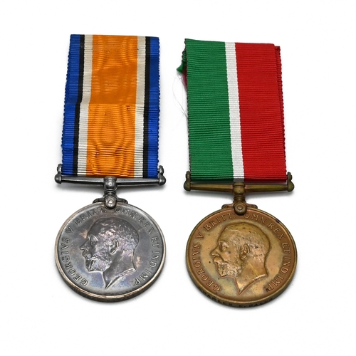 396 - A pair of World War One medals issued to Charles E Sales, comprising the silver 1914-1918 War Medal ... 