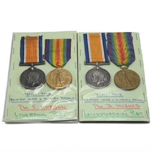 405 - Two groups of World War One medals each comprising a 1914-18 War Medal and a Victory Medal awarded t... 