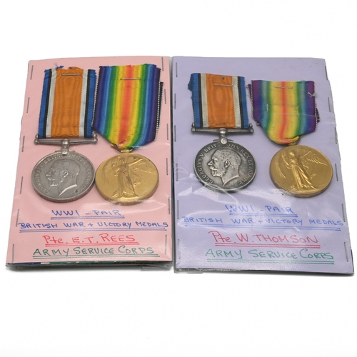 407 - Two groups of World War One medals each comprising a 1914-18 War Medal and a Victory Medal awarded t... 