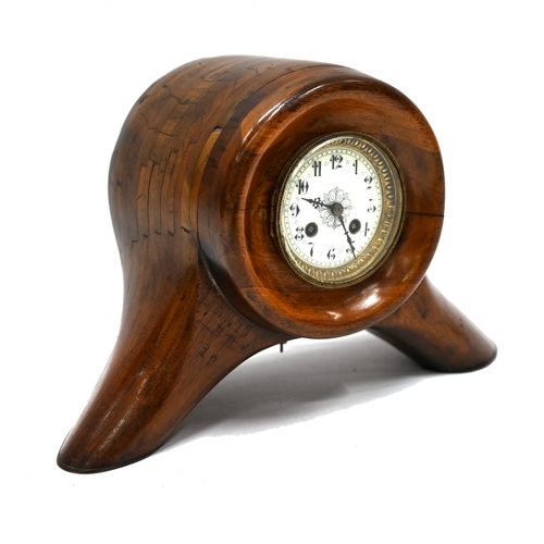 415 - A WW1 RAF BE12 wooden Propellor hub converted to a clock case. Contains a late 19th Century French M... 