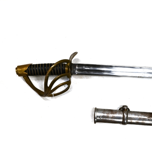 418 - A reproduction sword, modelled on a continental cavalry trooper's sword, with curved blade (95cm lon... 