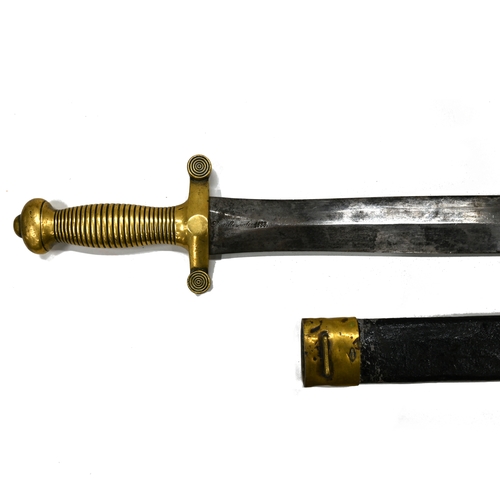 419 - An 1831 Pattern French artillery short sword and scabbard by Light Ferris dated 1833.