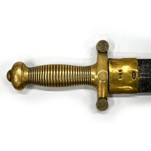 419 - An 1831 Pattern French artillery short sword and scabbard by Light Ferris dated 1833.