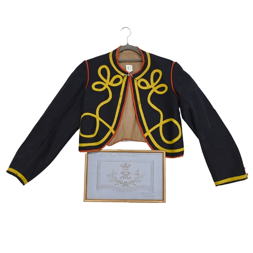 427 - A 19th Century French Zouave Military Jacket. A private tailored example, yellow detailing possibly ... 