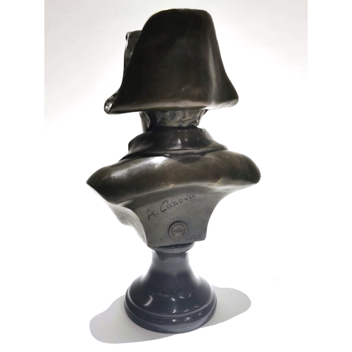 460 - Follower of Antonio Canova (1876-1952) - Bust of Napoleon bronze with dark brown patina, bearing the... 