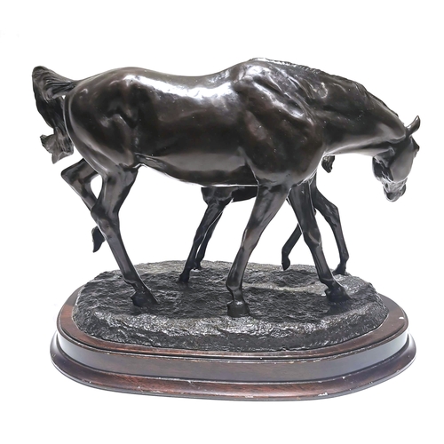 461 - Gill Parker (born 1951) - Mare and Suckling Foal - bronze with a dark brown patina, signed 'Gill Par... 