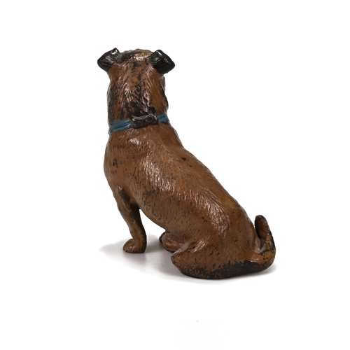 472 - A 20th century Austrian cold painted bronze model of a standing pug dog, the back stamped Berg fro F... 