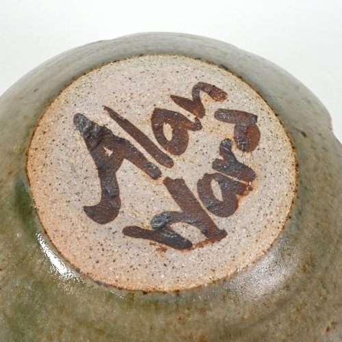 486 - Mid to late 20th century studio pottery by Alan Ward of blue ground to include a footed, scalloped-r... 