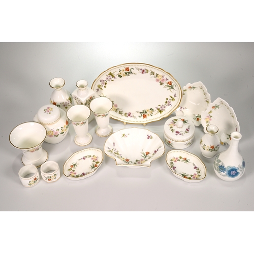 495 - Wedgwood Bone China from the Mirabelle range comprising 1 x oval plate, 2 x small leaf shaped trivet... 