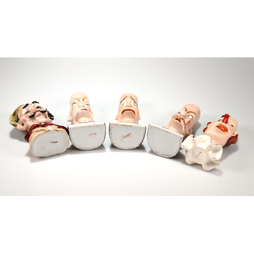 502 - Five smoking head ashtrays including 'Sweet Adeline', 'For He's a Jolly good Fellow' and 'By The lig... 