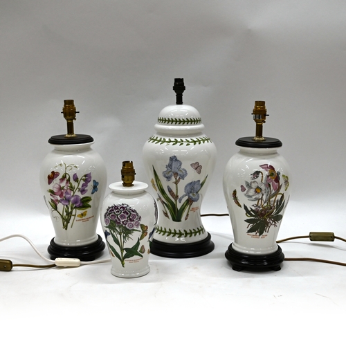 514 - Four Portmeirion ceramic lamps of differing patterns to include: Christmas Rose (41cm); Iris (45.5cm... 