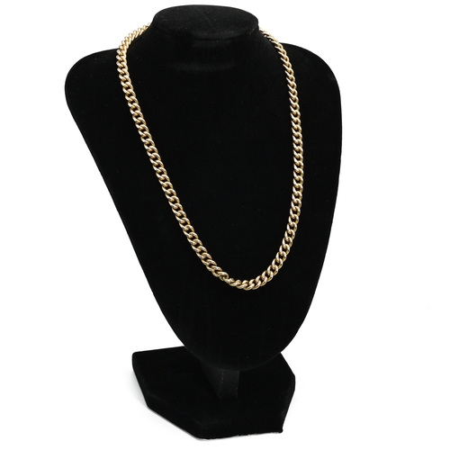 53 - A 9 carat gold watch chain, of solid uniform curb links, 40.5cm long, 38.1 grams gross. 