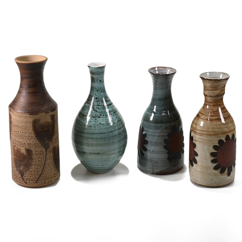 542 - A selection of four 20th Century pottery from the Briglin Studio including a mallet shaped vase brus... 