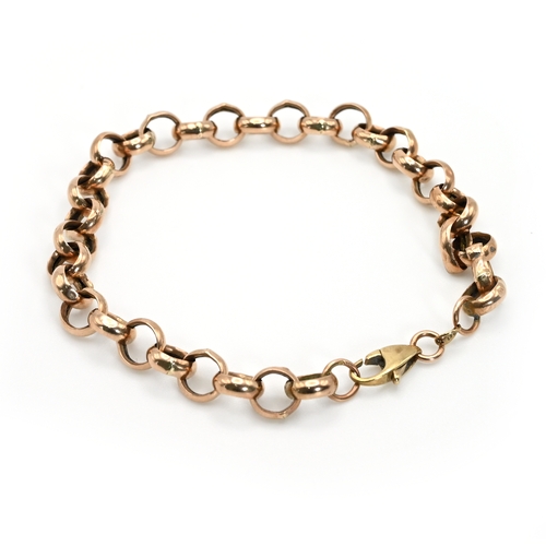 6 - A 9 carat gold bracelet, of round belcher links, 21cm long, 7 grams gross.  