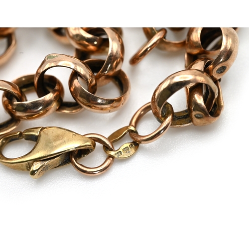 6 - A 9 carat gold bracelet, of round belcher links, 21cm long, 7 grams gross.  