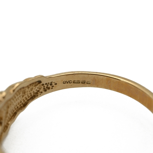 69 - A cubic zirconia set bracelet, stamped ’14K’, 20.5cm long, 6.8 grams gross; a QVC 9 carat gold carve... 