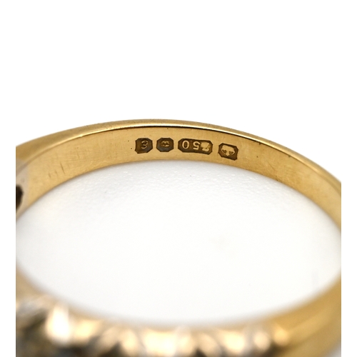 97 - A seven stone diamond set 18 carat gold half hoop ring, the uniform brilliant cuts totalling 0.2 car... 