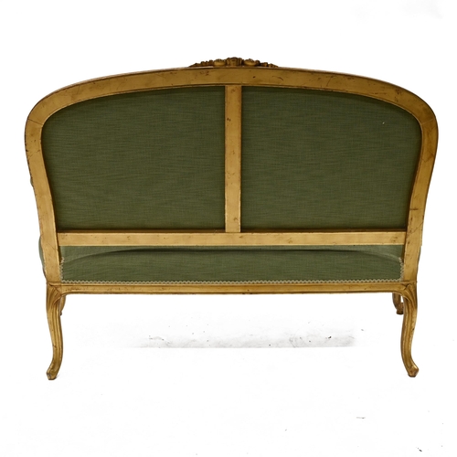 1011 - French mid 19th Century Louis XVI Style three piece suite comprising a two seated sofa and two faute... 