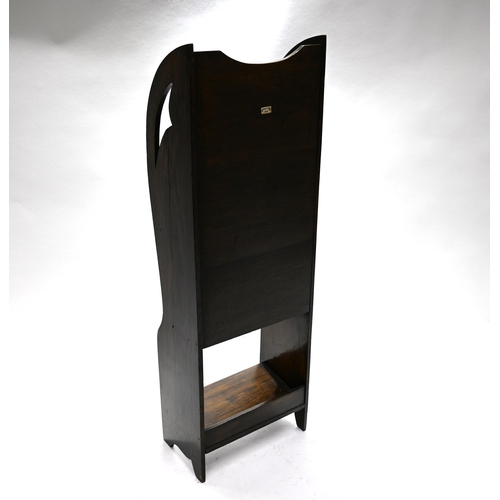 1019 - An oak Arts & Crafts magazine rack by J G Cracknell Ltd under their Homettes brand.  99cm high x 33c... 