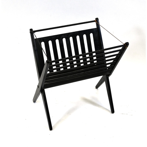 1025 - 1960's Cees Braakman ebonised wood folding Magazine Rack by Pastoe. W 45cm, D 35cm, H 49cm.