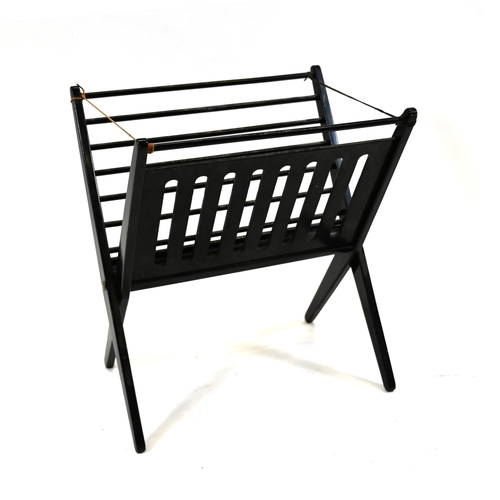 1025 - 1960's Cees Braakman ebonised wood folding Magazine Rack by Pastoe. W 45cm, D 35cm, H 49cm.