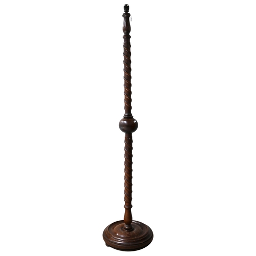 1027 - Carved Oak standard lamp base c1930's. Carved with an entwined snake to each stem. This item has bee... 