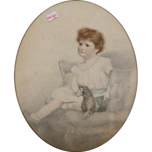 590 - Winifred Marshall (active 1898-1908) - A Pair of Portraits of a Little Girl and Boy, presumably Brot... 