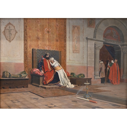 594 - After Jean-Paul Laurens (1838-1921) - The Excommunication of Robert the Pious. Oil on canvas, after ... 