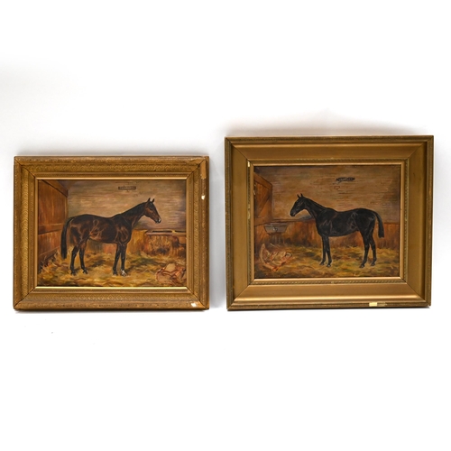 599 - W. Wasdell Trickett (fl. 1921-1939) - Tourist and Jangles: Two Horse Portraits in their Stables. Oil... 