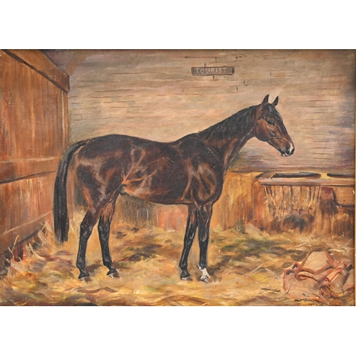 599 - W. Wasdell Trickett (fl. 1921-1939) - Tourist and Jangles: Two Horse Portraits in their Stables. Oil... 