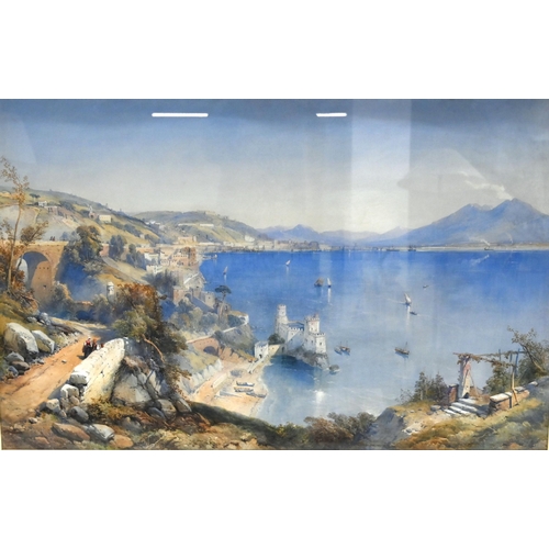 623 - Thomas Charles Leeson Rowbotham (1823-1875) - The Bay of Naples No. 130 - watercolour heightened wit... 