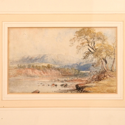 625 - Attributed to Harry John Johnson (1826-1884) - An Italian River Landscape, Mountains beyond, waterco... 