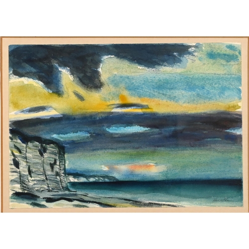 633 - John Houston (1930-2008): Dieppe. Watercolour, 1979, signed lower right ‘Houston’, 17.8cm by 25.2 cm... 