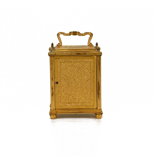 659 - A small 19th Century Hunt & Roskell carriage clock in gilt brass case. The silver dial engraved with... 