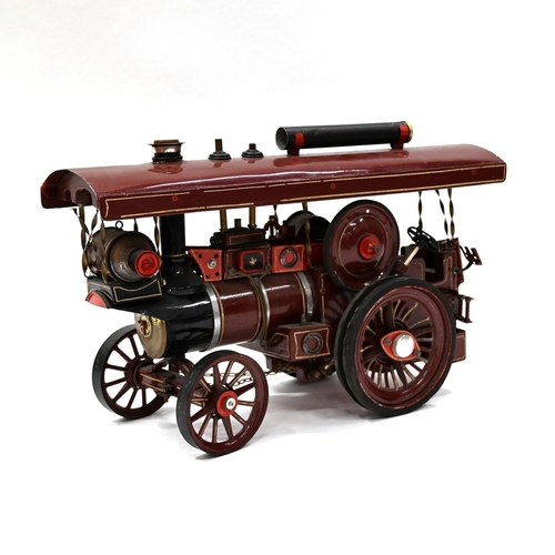 684 - A scratch built showman's traction engine in maroon - total length 65cm, maximum height (funnel lowe... 