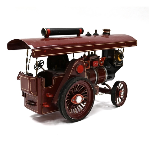 684 - A scratch built showman's traction engine in maroon - total length 65cm, maximum height (funnel lowe... 