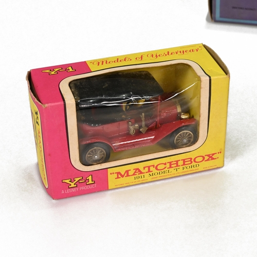 686 - Group of boxed Matchbox cars and buses including Ford Mustang, Jubilee & Wedding Buses and Models of... 