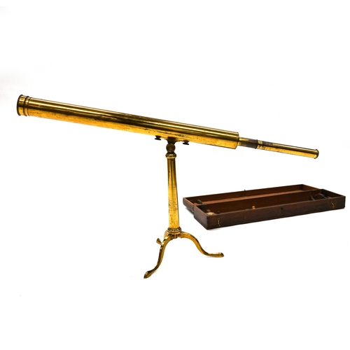 705 - A 19th Century gilt brass telescope signed Dollond London on the brass back plate of the barrel. Mou... 