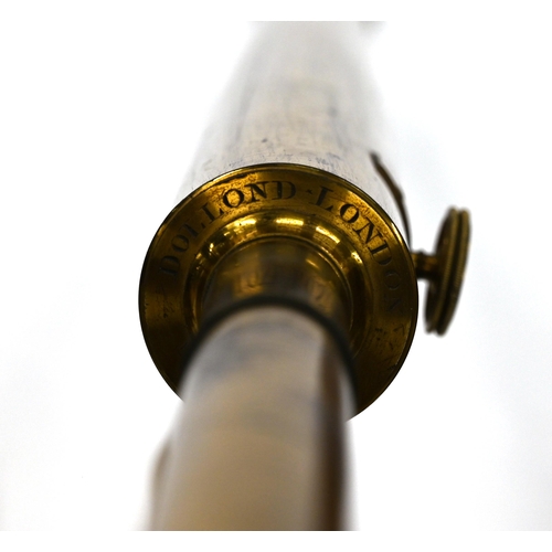 705 - A 19th Century gilt brass telescope signed Dollond London on the brass back plate of the barrel. Mou... 