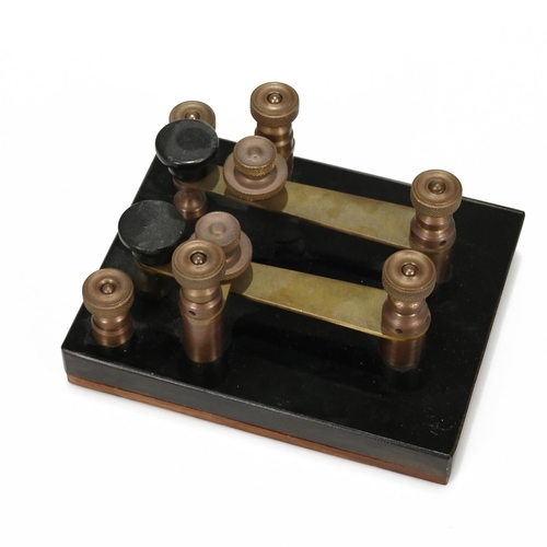 710 - A c1920s double morse key, used to send telegraph messages via the submarine/ transatlantic telegrap... 