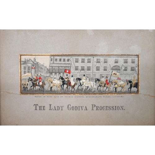 723 - Two (2) 19th Century framed Stevengraph Silk pictures - 'The Lady Godiva Procession' & 'For Life or ... 