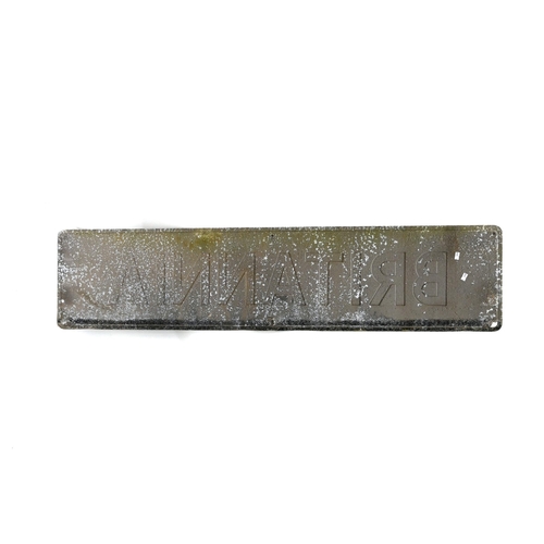 759 - Railway interest - A 1950's aluminium Britannia class diesel name plate. L 131cm, H 31cm.