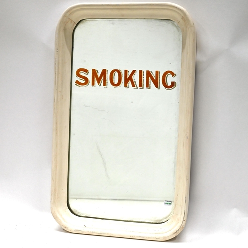 760 - A late 19th/ early 20th Century GWR Carriage window with original 'Smoking' sign applied to the reve... 