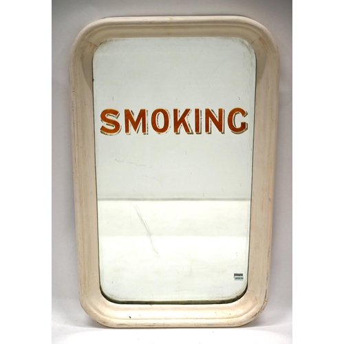 760 - A late 19th/ early 20th Century GWR Carriage window with original 'Smoking' sign applied to the reve... 