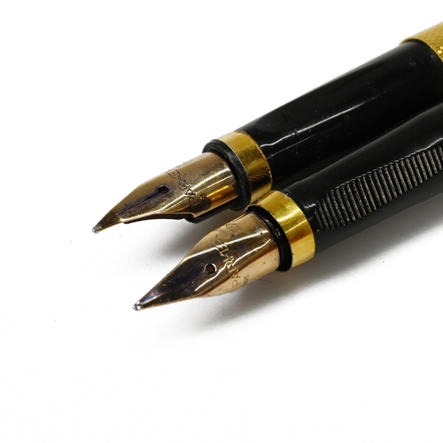 765 - Collection of writing instruments to include: Two 14ct gold nib Parker 75 each with matching ballpoi... 