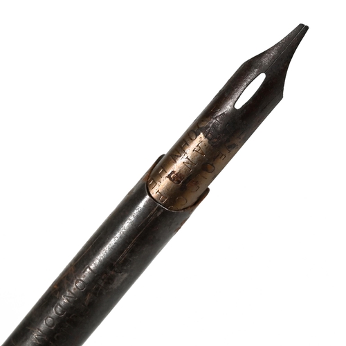 767 - A 19th Century carved lime wood dip pen, the shaft carved in the form of bamboo, the finial as a sea... 